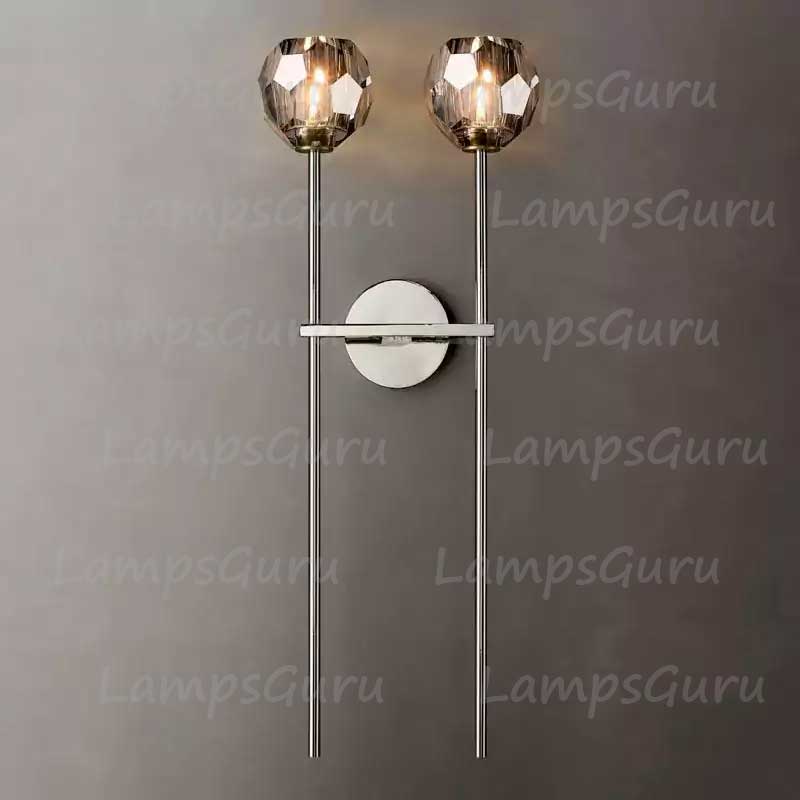 LG Boulla Crystal Smoke Glass Double Grand Wall Sconce