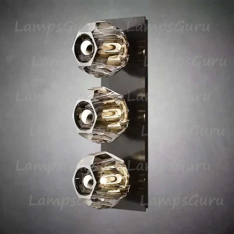 LG Boulla Crystal Smoke Glass Linear Short Wall Sconce