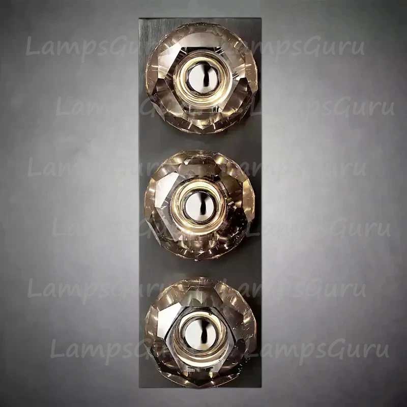 LG Boulla Crystal Smoke Glass Linear Short Wall Sconce