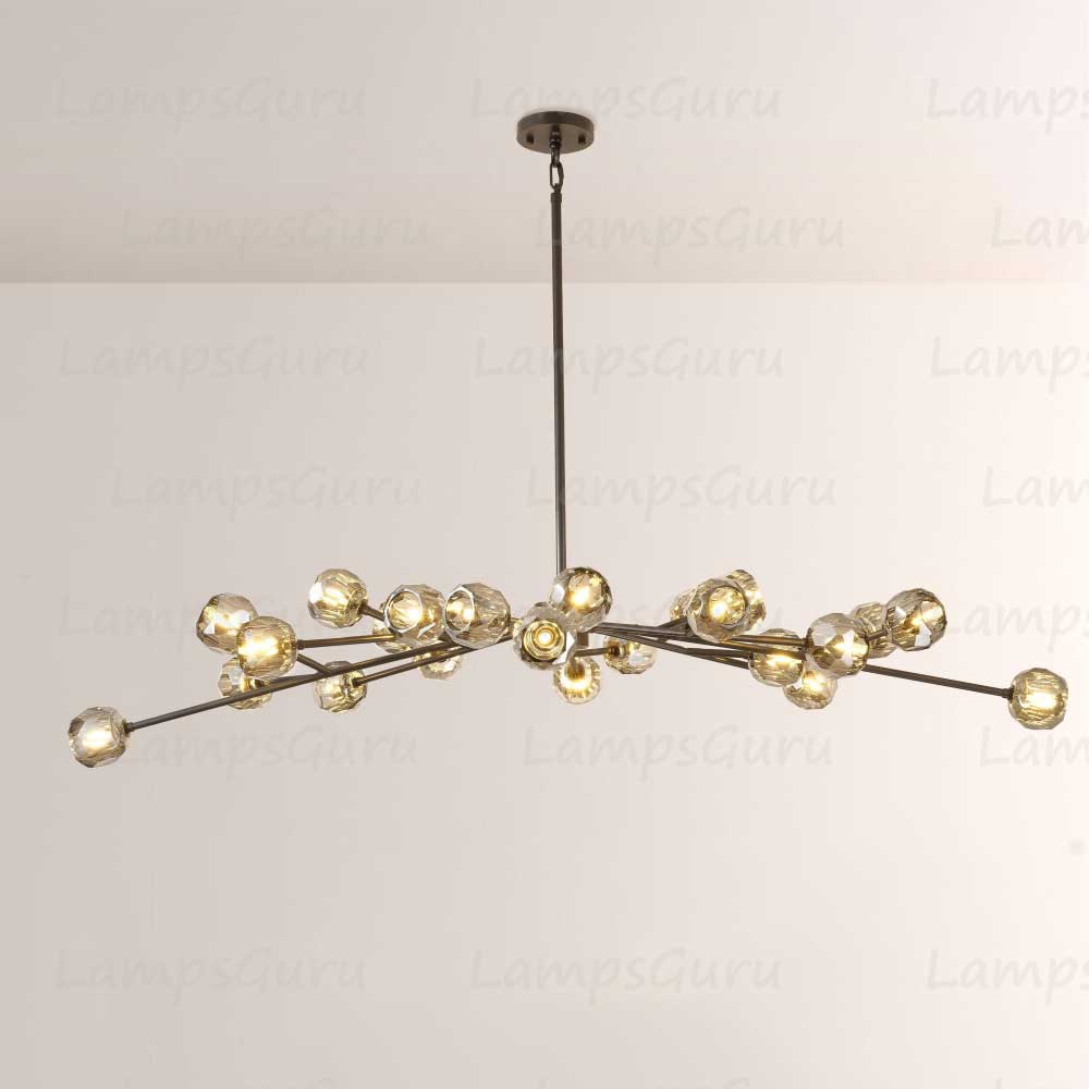 LG Boulla Crystal Smoke Glass Oval Chandelier 72"