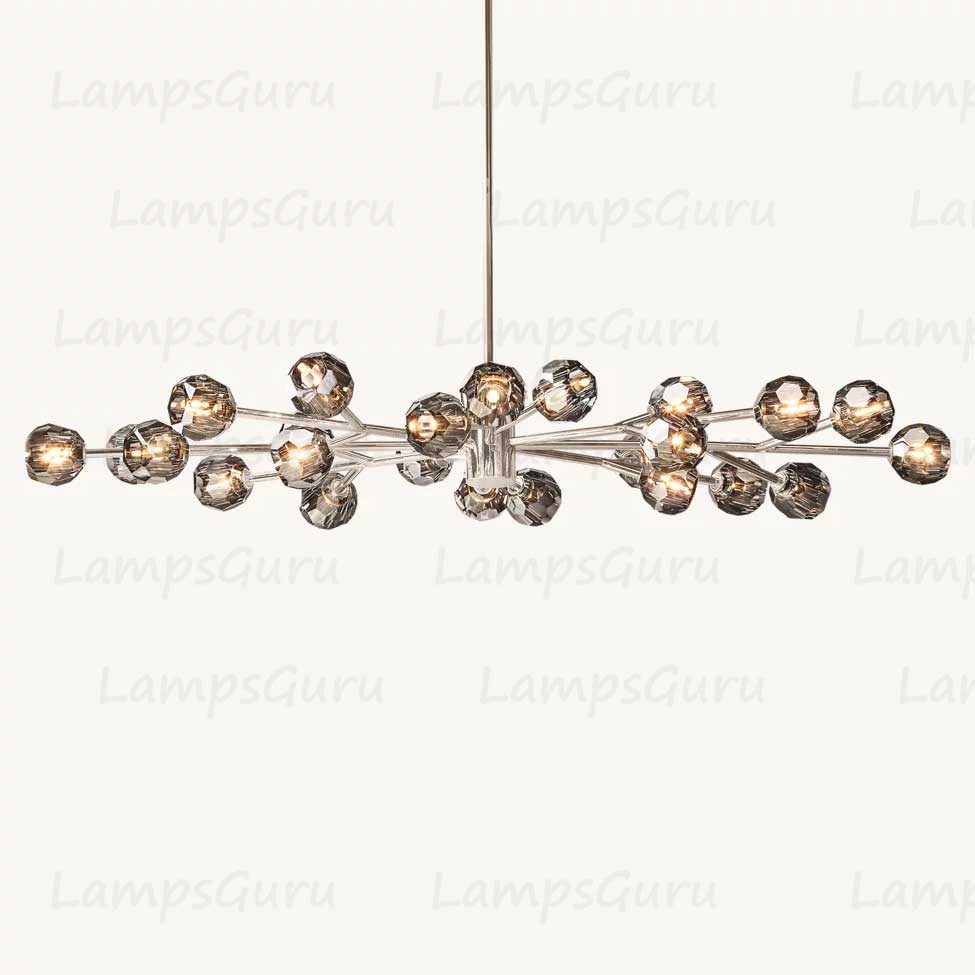 LG Boulla Crystal Smoke Glass Oval Chandelier 72"