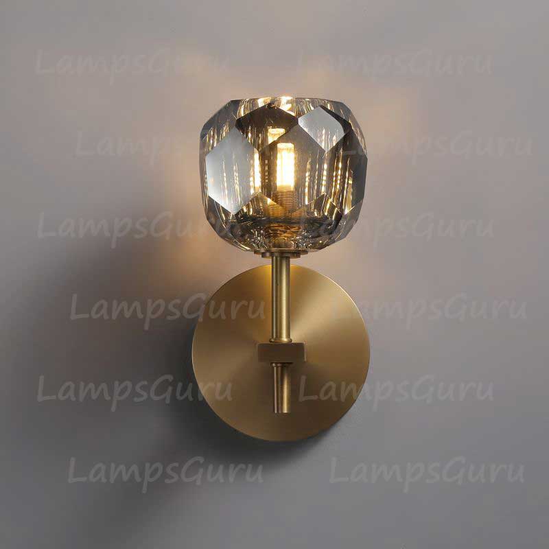 LG Boulla Crystal Smoke Glass Short Wall Sconce