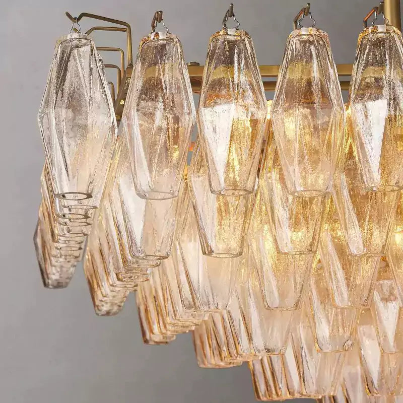 Chiaray Clear Glass Tiered Rectangular Chandelier 54"