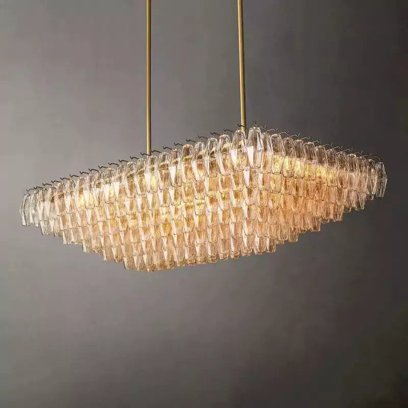 Chiaray Clear Glass Tiered Rectangular Chandelier 54"