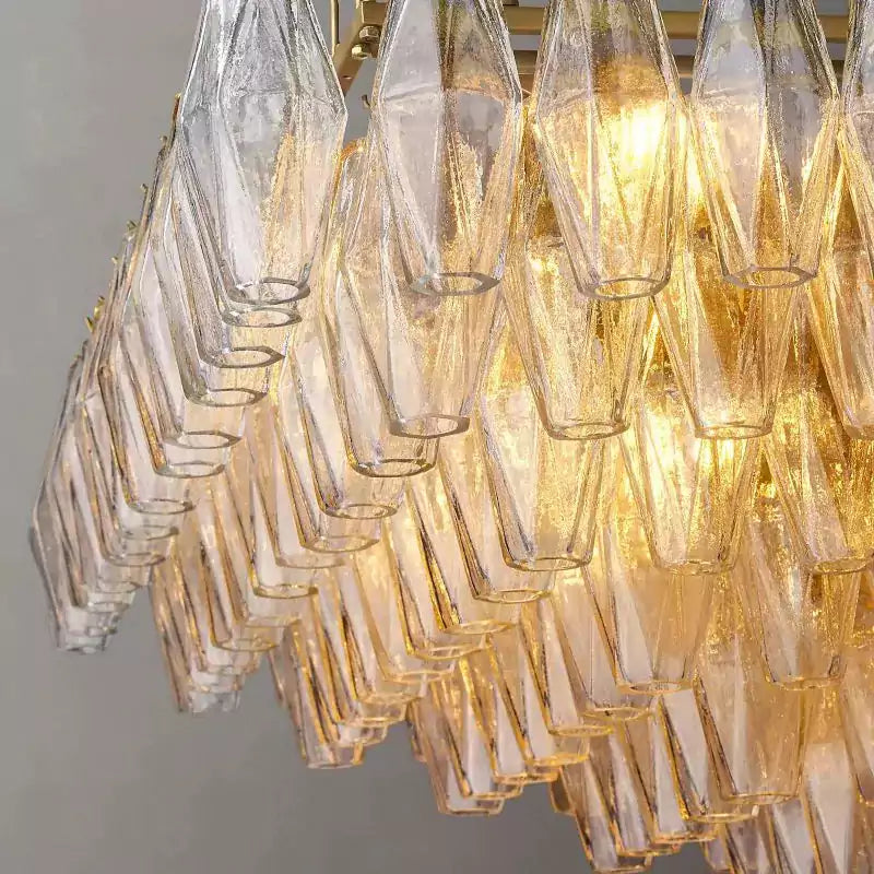 Chiaray Clear Glass Tiered Rectangular Chandelier 74"