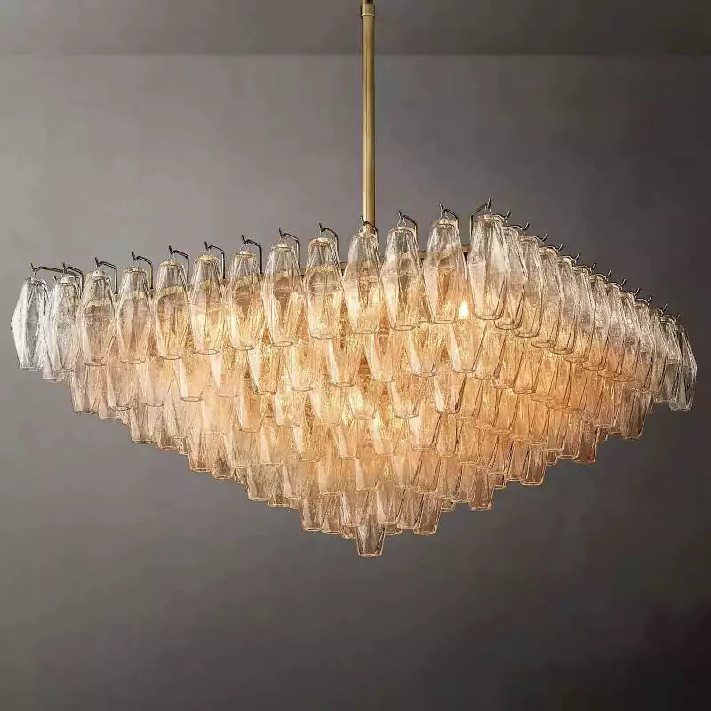 Chiaray Clear Glass Tiered Square Chandelier 32"