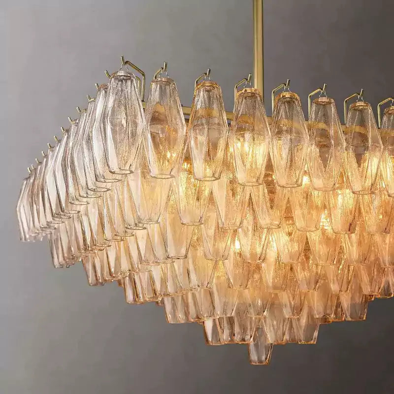 Chiaray Clear Glass Tiered Square Chandelier 32"