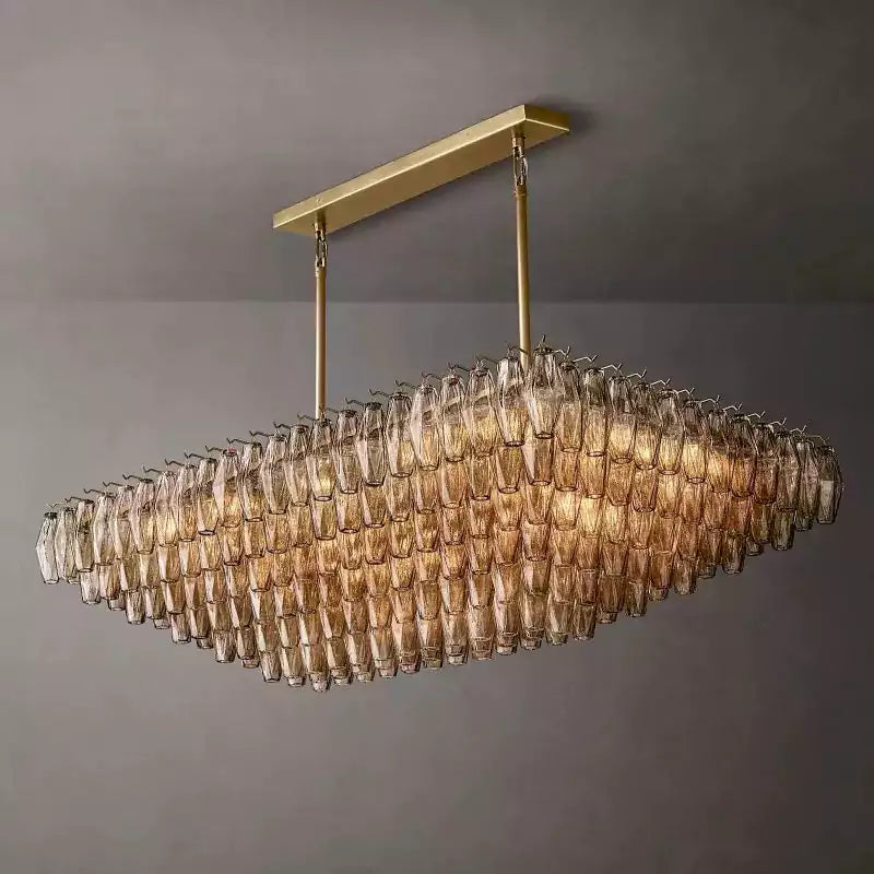 Chiaray Smoke Glass Tiered Rectangular Chandelier 54"
