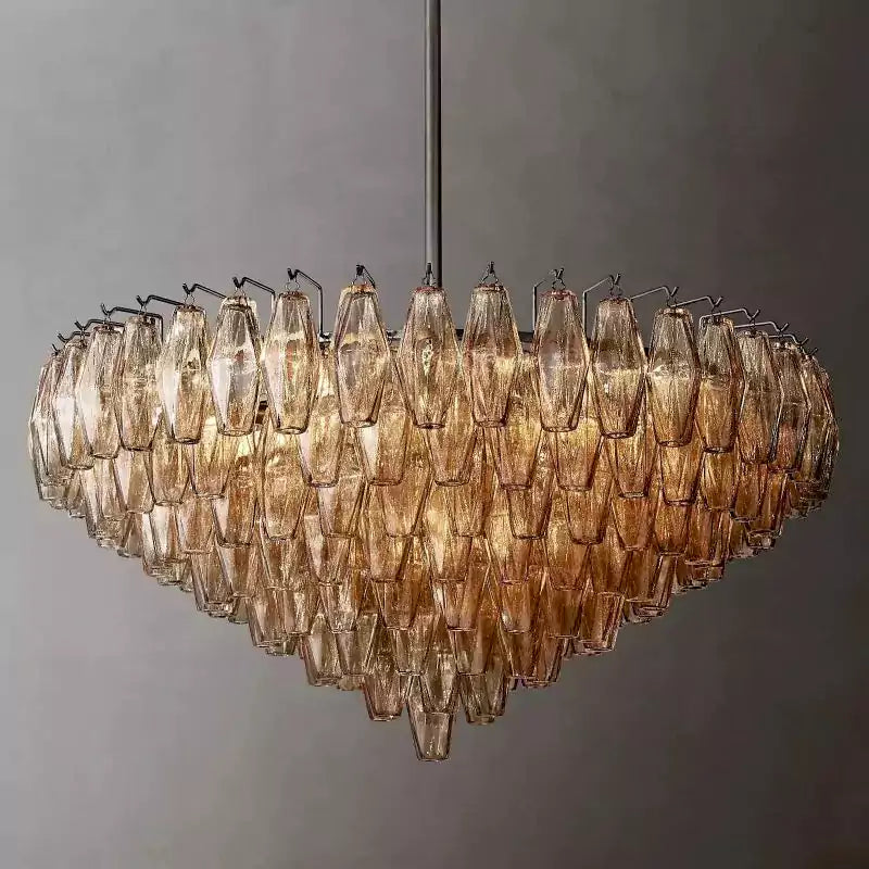 Chiaray Smoke Glass Tiered Round Chandelier 37"
