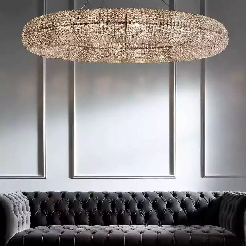 Cristal Halo Clear Round LED Chandelier 59"