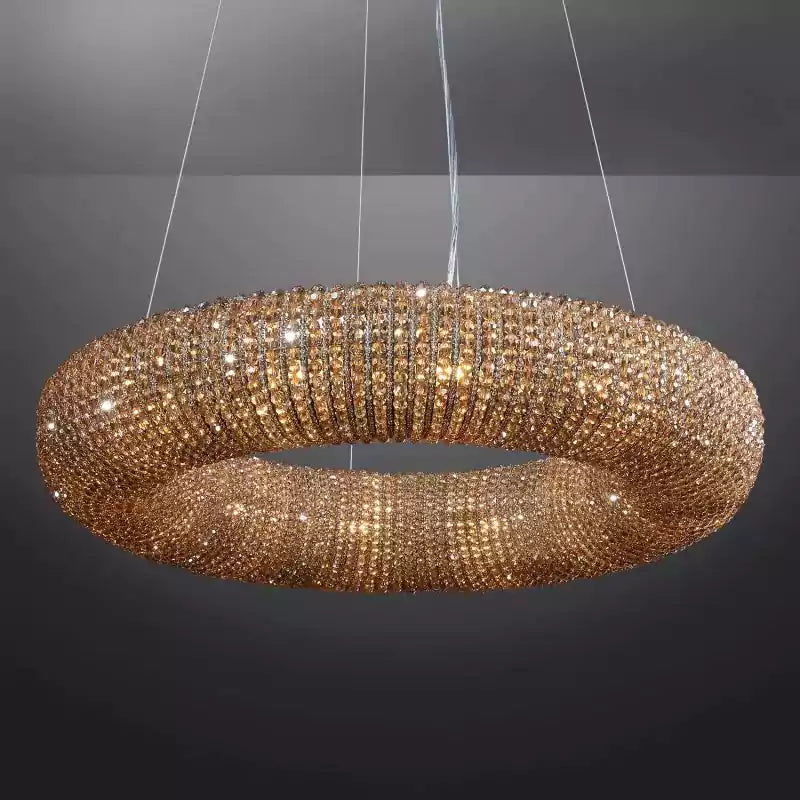 Cristal Halo Smoke Round LED Chandelier 32"