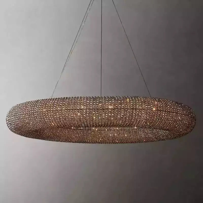 Cristal Halo Smoke Round LED Chandelier 59"