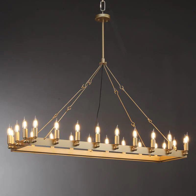 Caminoy Vintage Candelabra Rectangular Chandelier 52"