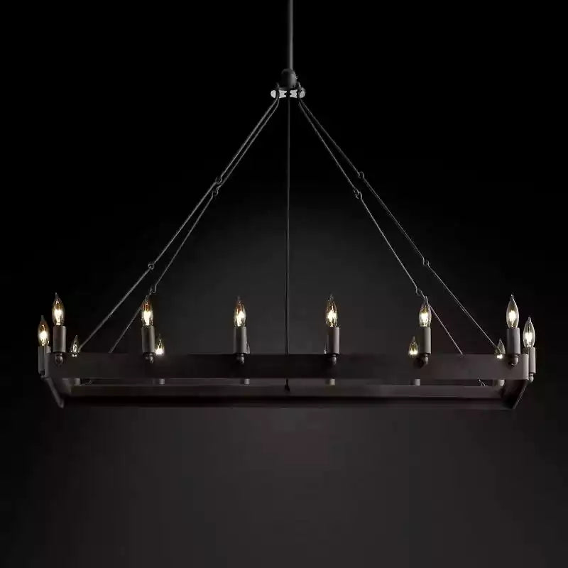 Caminoy Vintage Candelabra Rectangular Chandelier 41"