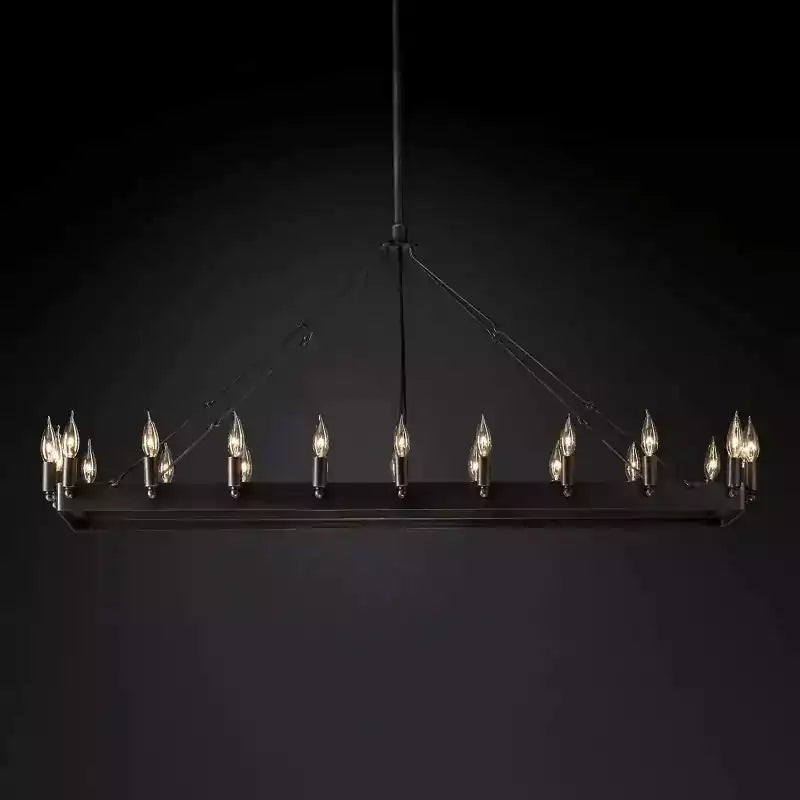 Caminoy Vintage Candelabra Rectangular Chandelier 52"