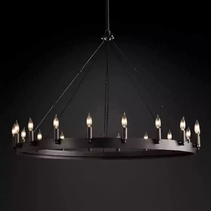 Caminoy Vintage Candelabra Round Chandelier 38"
