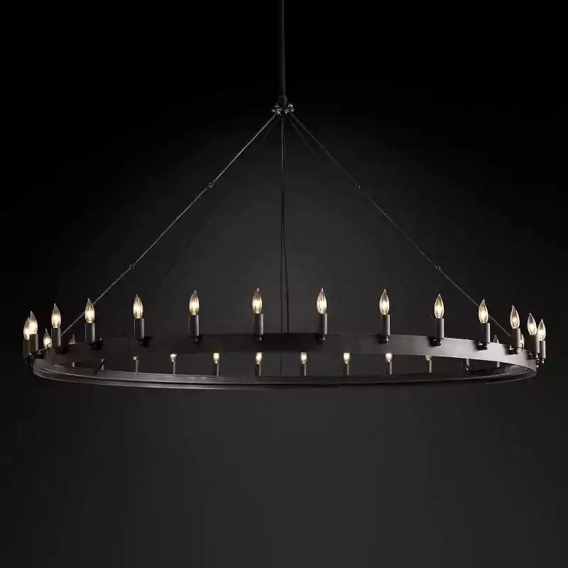 Caminoy Vintage Candelabra Round Chandelier 63"