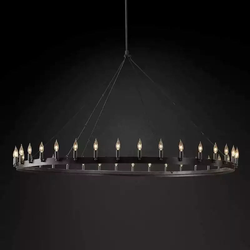 Caminoy Vintage Candelabra Round Chandelier 73"