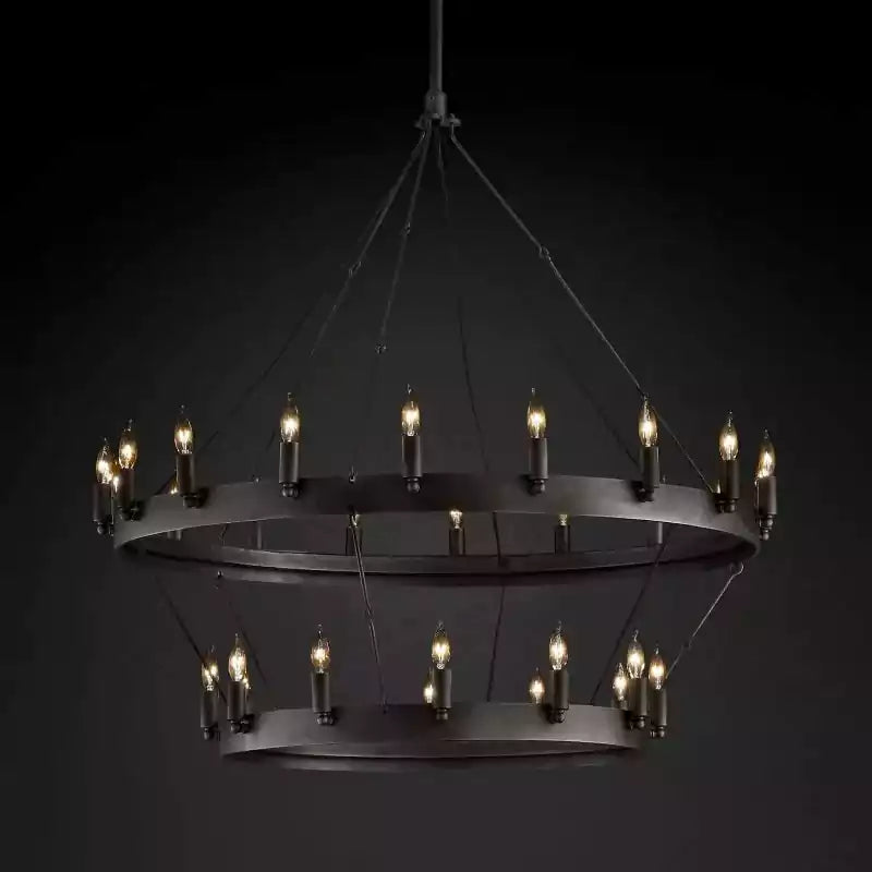 Caminoy Vintage Candelabra Two-Tier Chandelier 38"
