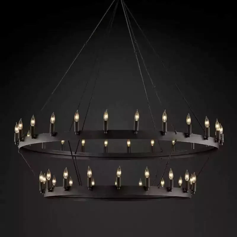 Caminoy Vintage Candelabra Two-Tier Chandelier 50"