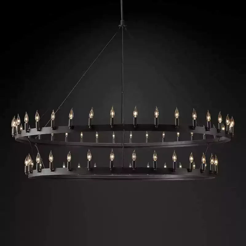 Caminoy Vintage Candelabra Two-Tier Chandelier 71"