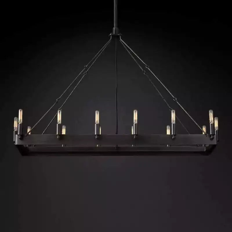 Caminoy Vintage Filament Rectangular Chandelier 41"