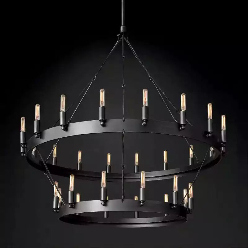 Caminoy Vintage Filament Two-Tier Chandelier 38"