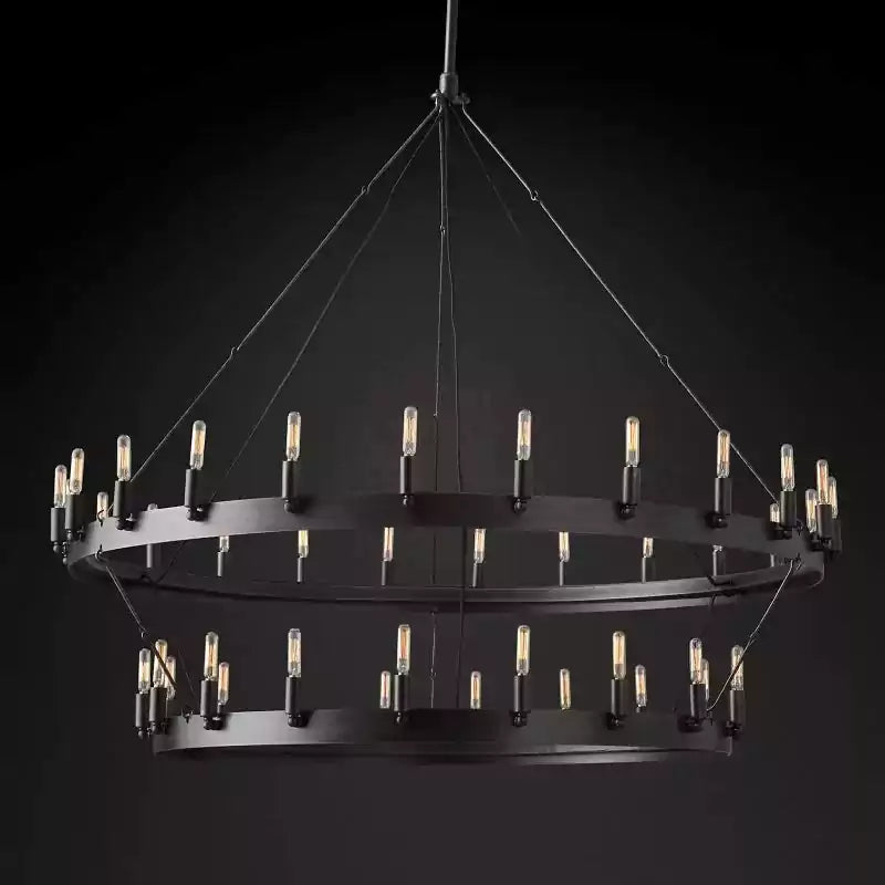 Caminoy Vintage Filament Two-Tier Chandelier 50"