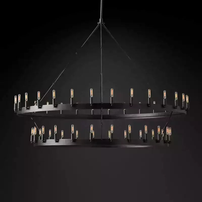 Caminoy Vintage Filament Two-Tier Chandelier 63"