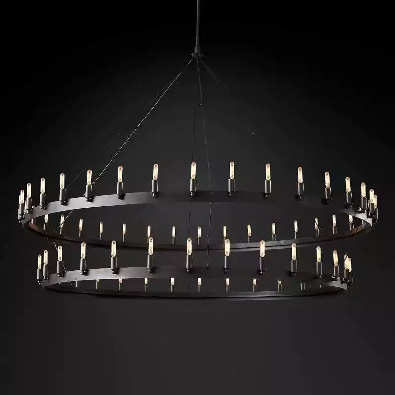 Caminoy Vintage Filament Two-Tier Chandelier 71"