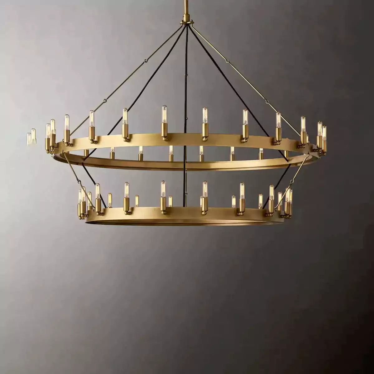 Caminoy Vintage Candelabra Two-Tier Chandelier 38"