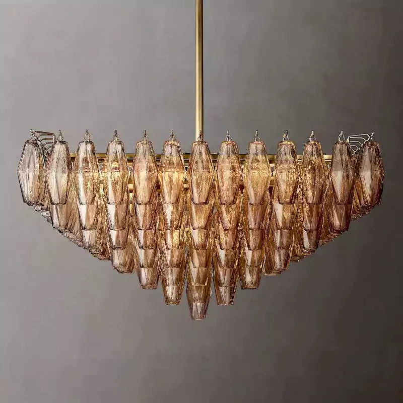 Chiaray Smoke Glass Tiered Square Chandelier 32"
