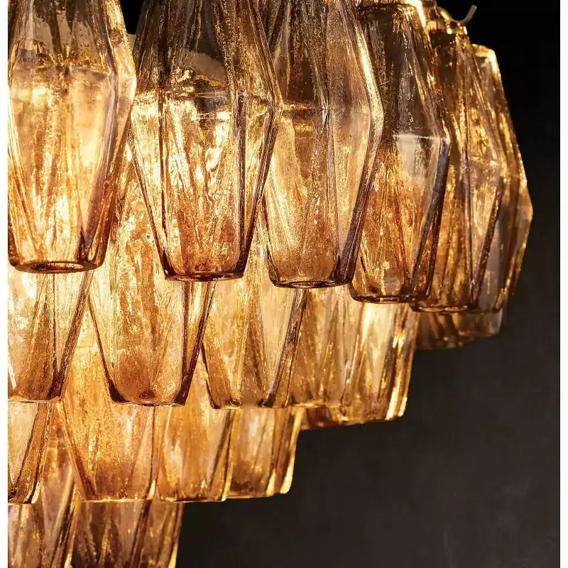 Chiaray Smoke Glass Tiered Square Chandelier 32"