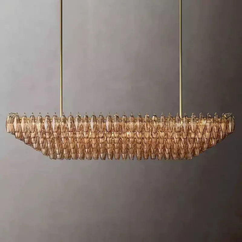 Chiaray Smoke Glass Tiered Rectangular Chandelier 74"