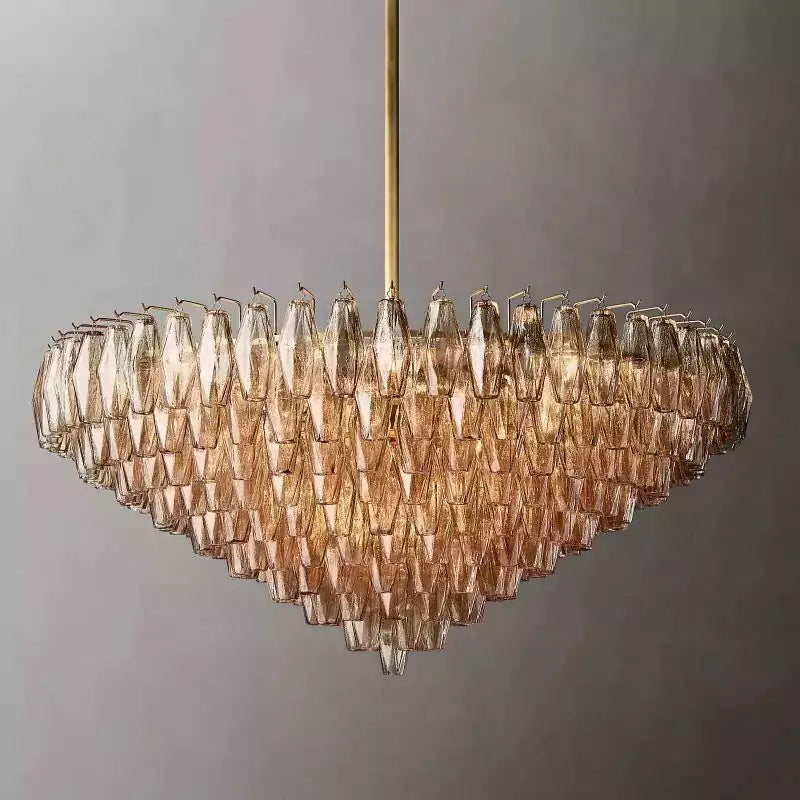Chiaray Smoke Glass Tiered Round Chandelier 47"