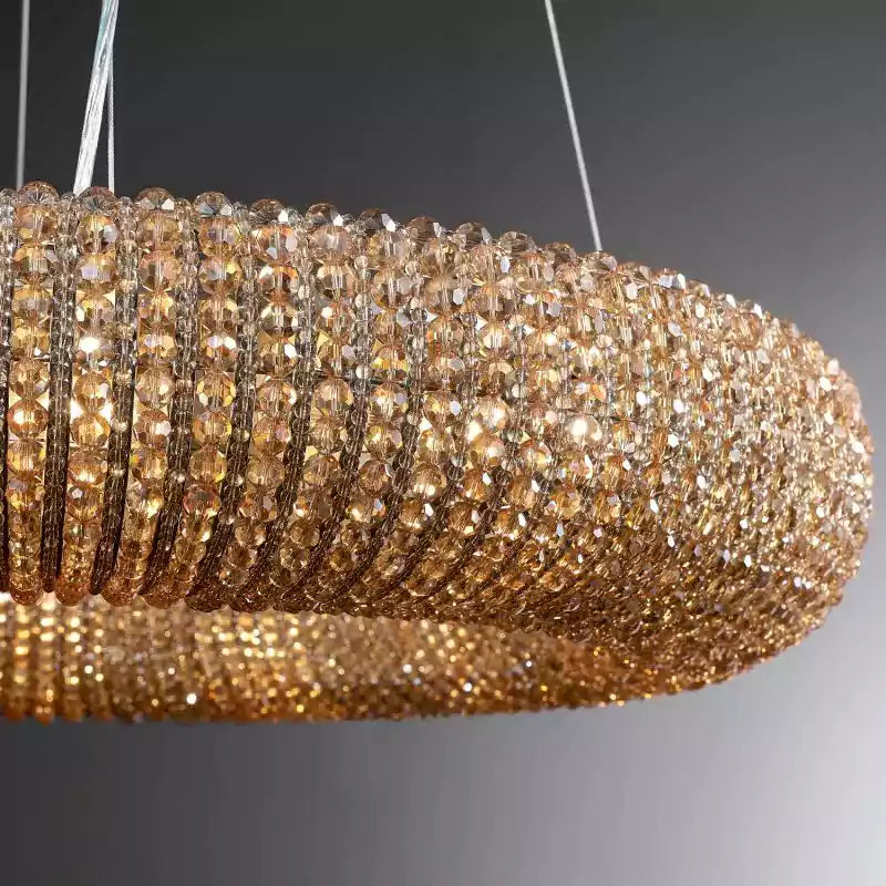 Cristal Halo Smoke Round LED Chandelier 41"