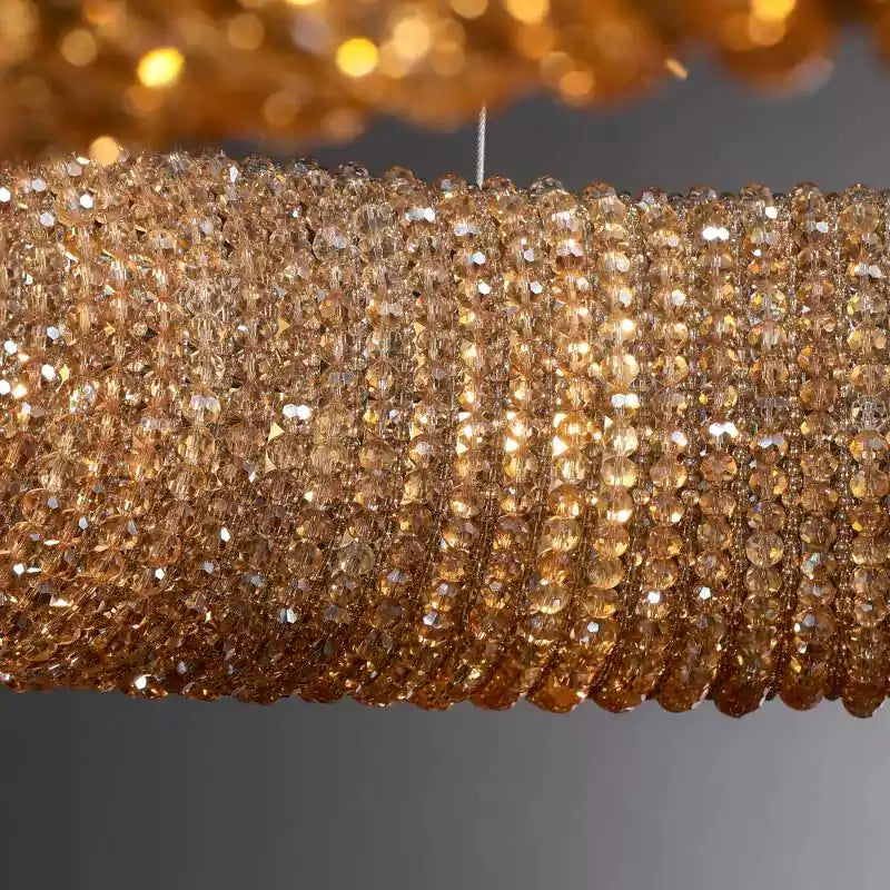 Cristal Halo Smoke Round LED Chandelier 59"