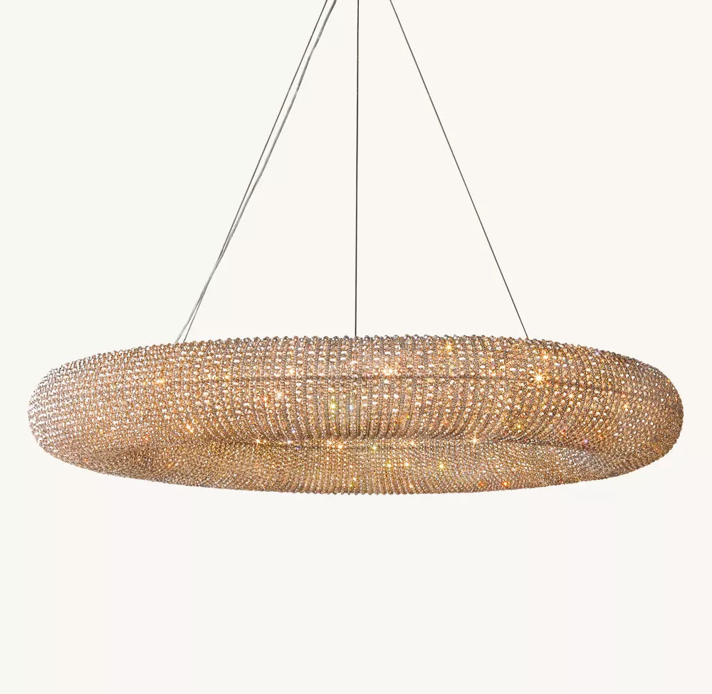 Cristal Halo Smoke Round LED Chandelier 72"
