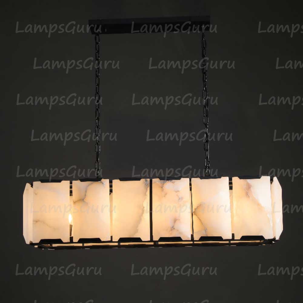 Harlew Faceted Calcite Rectangular Chandelier 42"