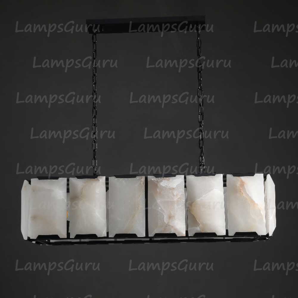 Harlew Faceted Calcite Rectangular Chandelier 42"
