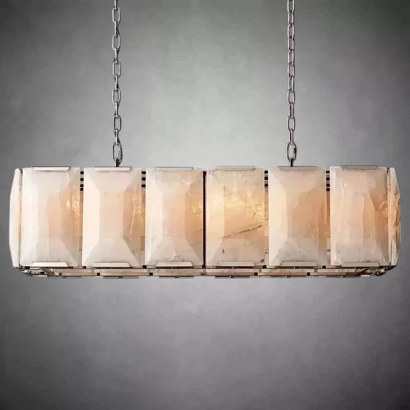 Harlew Faceted Calcite Rectangular Chandelier 42"