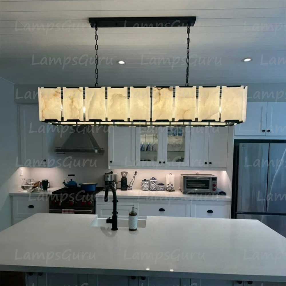 Harlew Faceted Calcite Rectangular Chandelier 62"