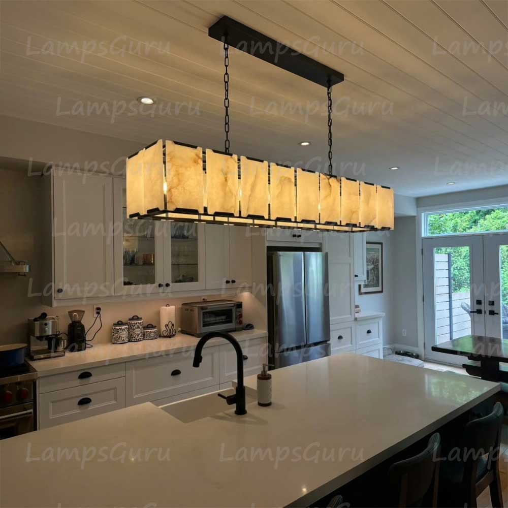 Harlew Faceted Calcite Rectangular Chandelier 62"