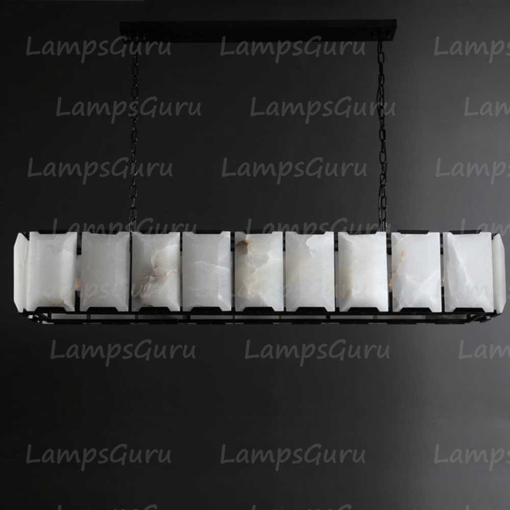 Harlew Faceted Calcite Rectangular Chandelier 62"