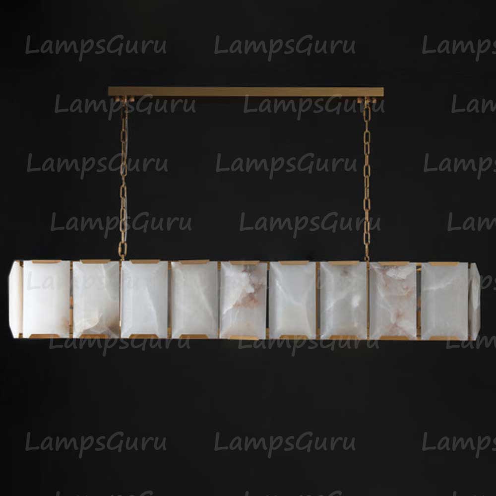 Harlew Faceted Calcite Rectangular Chandelier 62"