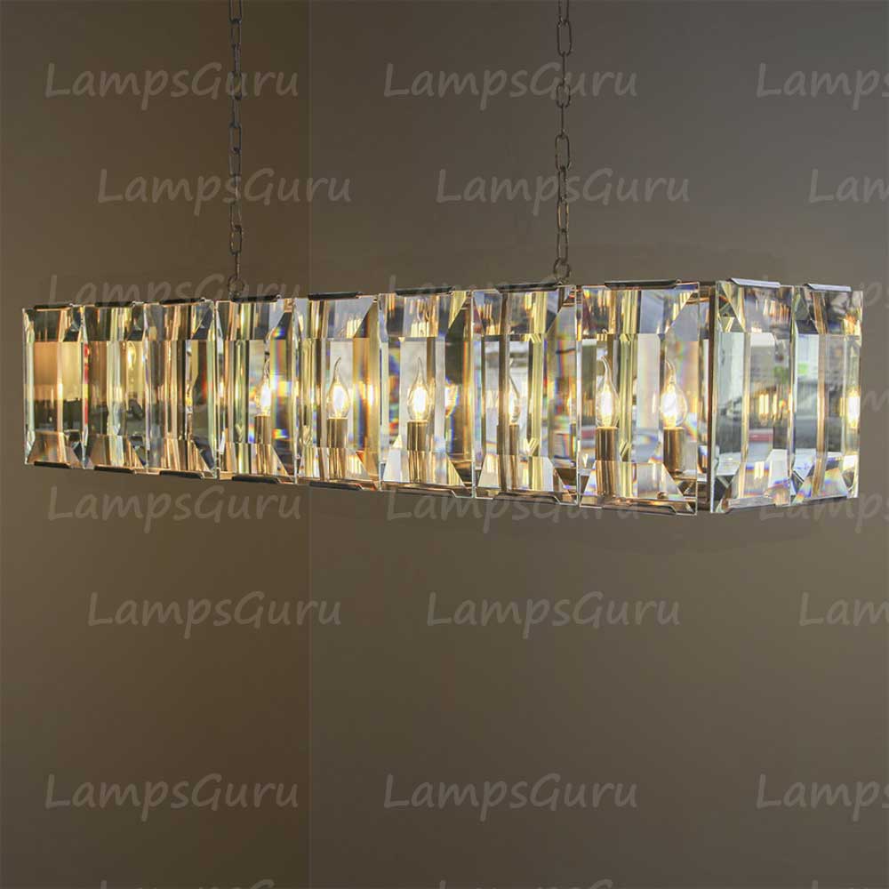Harlew Faceted Crystal Rectangular Chandelier 54"