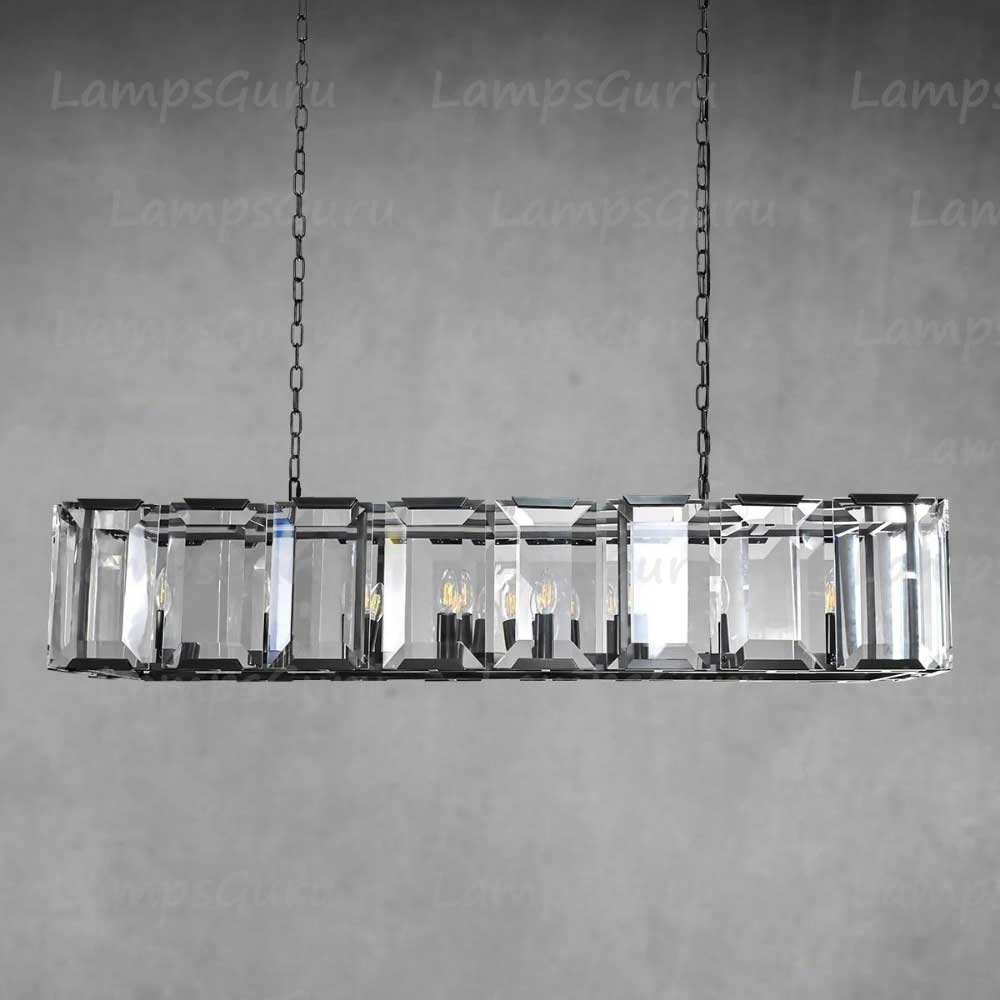 Harlew Faceted Crystal Rectangular Chandelier 54"