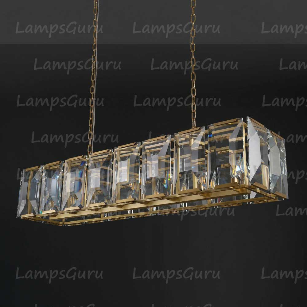 Harlew Faceted Crystal Rectangular Chandelier 54"