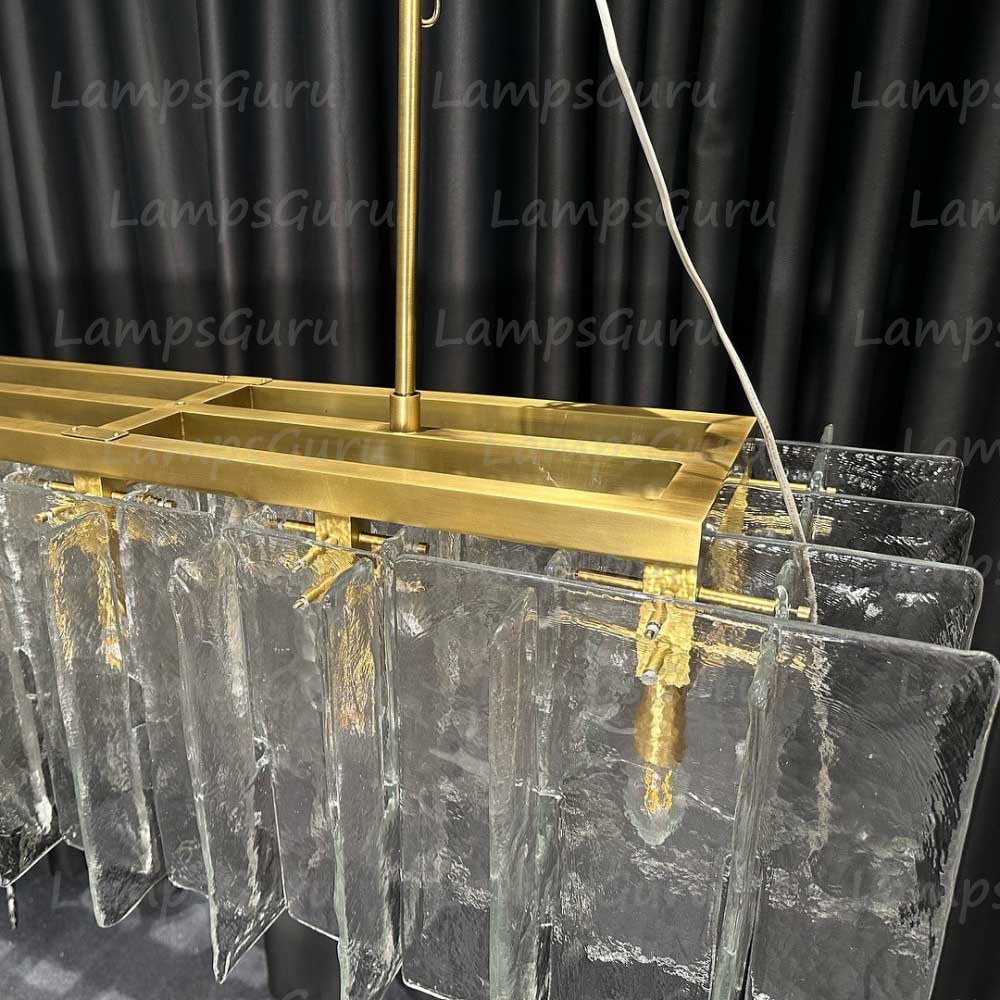 Latticey Clear Glass Rectangular Chandelier 49"