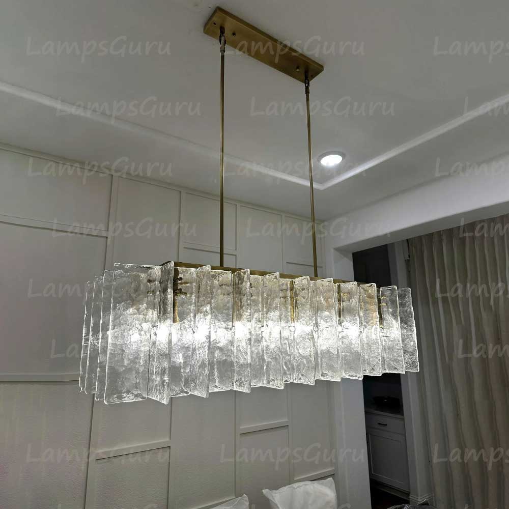 Latticey Clear Glass Rectangular Chandelier 49"